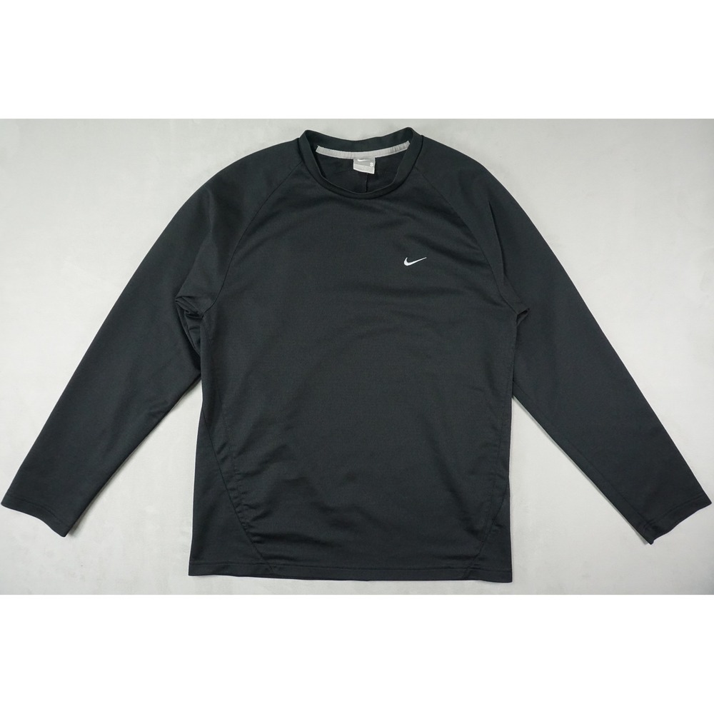 Vintage Nike Shirt Mens Small Black Pullover Swoosh Long Sleeve Breathable Y2K